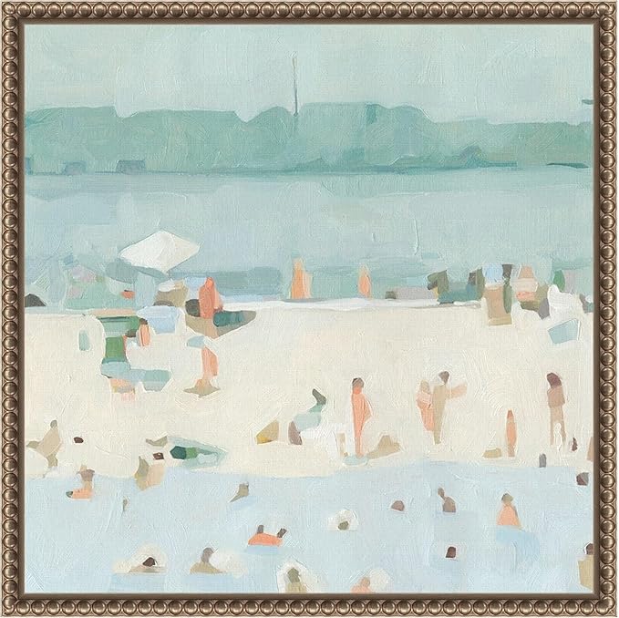 Amanti Art Framed Canvas Wall Art 16x16 Sea Glass Sandbar I by Emma Scarvey, Framed Wall Art Canvas, Abstract Artwork, Traditional Decor, Small Poster Painting for Living Room, Bedroom, Bathroom,