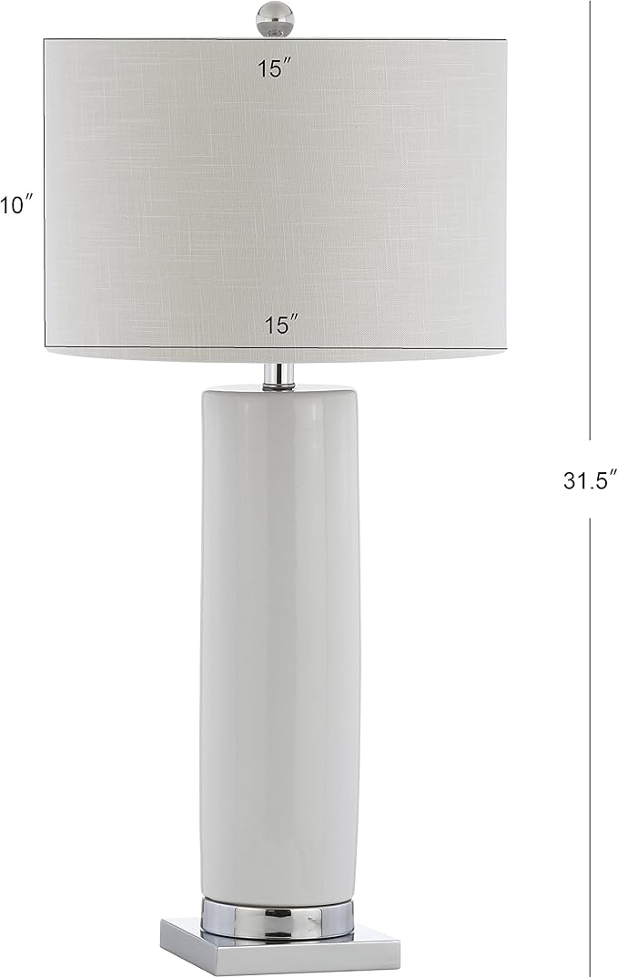JONATHAN Y JYL8021A Dallas 31.5" Ceramic LED Table Lamp Contemporary Transitional Bedside Desk Nightstand Lamp for Bedroom Living Room Office College Bookcase LED Bulb Included, White/Chrome