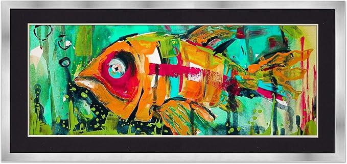 13.5x40 Frame with Mat - Silver 16x43 Frame Wood Made to Display Print or Poster Measuring 13.5 x 40 Inches with Black Photo Mat
