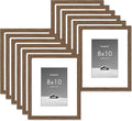 8x10 inch Picture Frame, 8x10 Photo Frames with 5x7 Removable Mat - High Definition Plexiglass - Vertical and Horizontal Display - Wall Hanging Frame - Walnut Color, 12 Pack