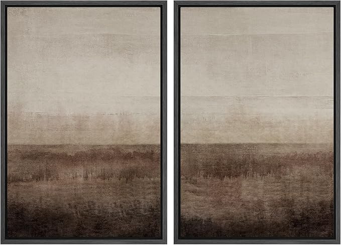 MUDECOR Framed Canvas Print Wall Art Set Earthen Layers Abstract Earth Tone Illustrations Modern Art Decorative Bohemian Calm/Zen for Living Room, Bedroom, Office - 16"x24"x2 Black