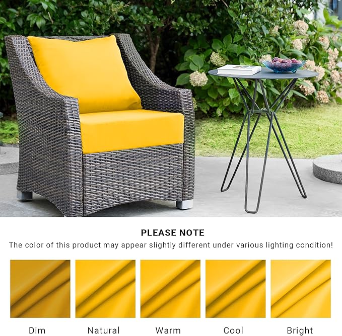 Outdoor Cushions for Patio Furniture,Outdoor Seat Cushion Set 24 x 24 x 5.75 Inch,Waterproof & Fade Resistant Outdoor Chair Cushions,Deep Patio Chair Cushion with Removable Cover,Yellow
