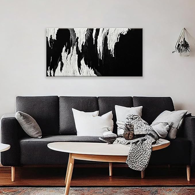 TAIJXAGSG Black And White Abstract Wall Art Small Size Prints Paintings Modern Minimalist Abstract Wall Decor Canvas Art Wall Decor Painting For Bedroom Office Artwork 20" X 40"