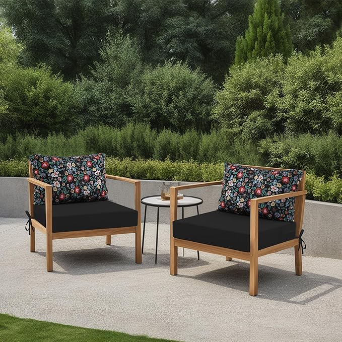 idee-home Outdoor Cushions for Patio Furniture, Outdoor Seat Cushion, Waterproof Hampton Bay Deep Seat Replacement Couch Chair Cushions for Garden Lawn Backyard Deck, 26.5 x 26.5 Floral Pattern