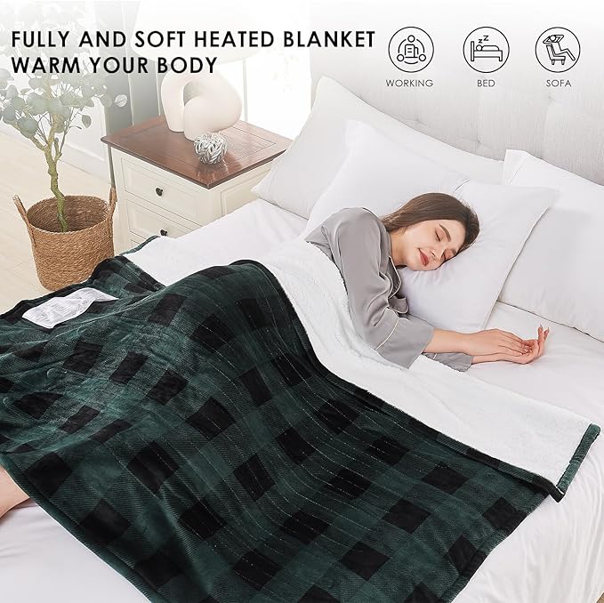 HomeMate Electric Blanket Heated Full Size - 72“x84“ Ultra Soft Cozy Flannel Heating Blanket with 10 Fast Heat Levels 8 Hours Auto Off Over-Heated Protection ETL Certification Keep Warm in Home Office