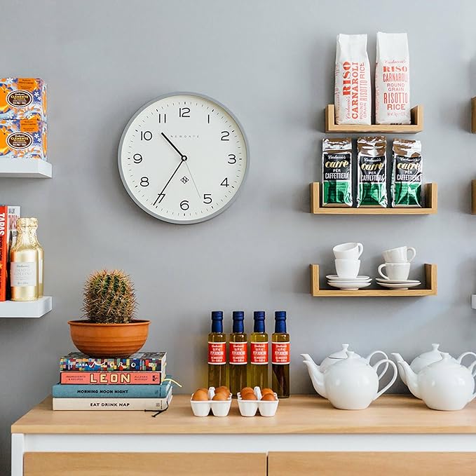 NEWGATE® Number Three Echo Wall Clock | Modern Round Clock | 14.5 inch | Posh Grey | Easy to Read Numbers | Ideal for Kitchen, Living Room or Office