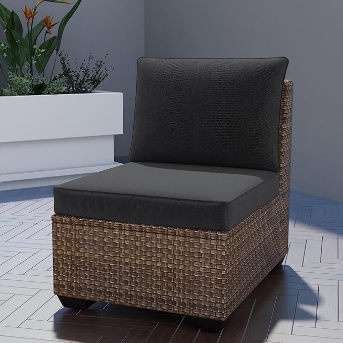 UIXE Outdoor Deep Seat Cushion Set with Slipcovers, Patio Furniture Cushions & Back Pillow, Water-Resistant Outdoor Cushion Cover Backyard Sectional Sofa Cushions for Bistro Chair - Gray