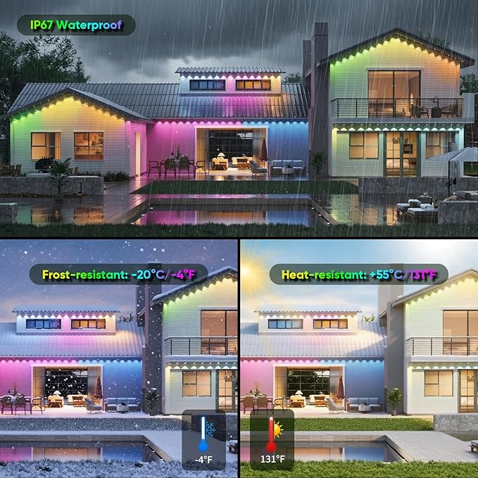 iNextStation RGB LED Strip Lights16.4FT, Braided Silicone 360° Glow Rope Lights, IP67 Waterproof, Music Sync, APP/Remote Control, USB Powered, Color Changing for Outdoor/Bedroom/Game Room/Wall Decor