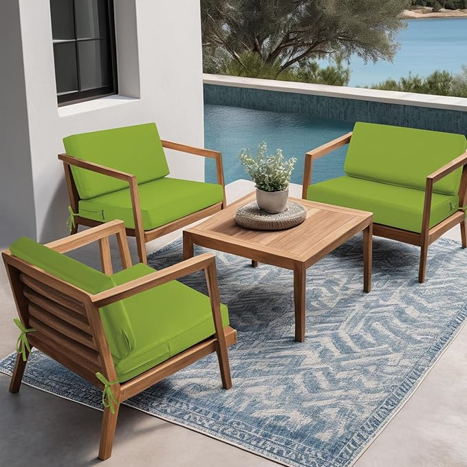 idee-home Outdoor Cushions for Patio Furniture, Outdoor Seat Cushion, Waterproof Couch Hampton Bay Deep Seat Replacement Chair Cushions for Garden Lawn Backyard Deck, 26.5 x 26.5 Green