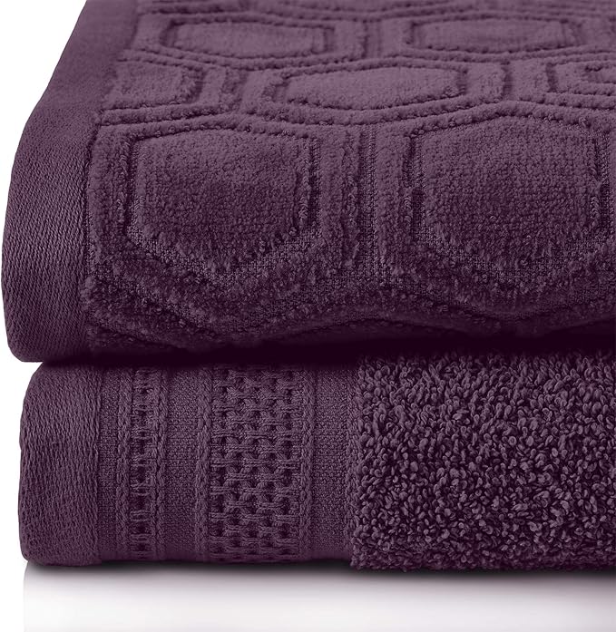 Superior Honeycomb 100% Cotton 500 GSM 12 Piece Bath Towel Set, 6 Washcloths, 4 Hand, 2 Bath Towels, Ideal for Bathroom, Kitchen or Beach, Quick Dry, Jacquard and Solid, Mid-Weight, Black