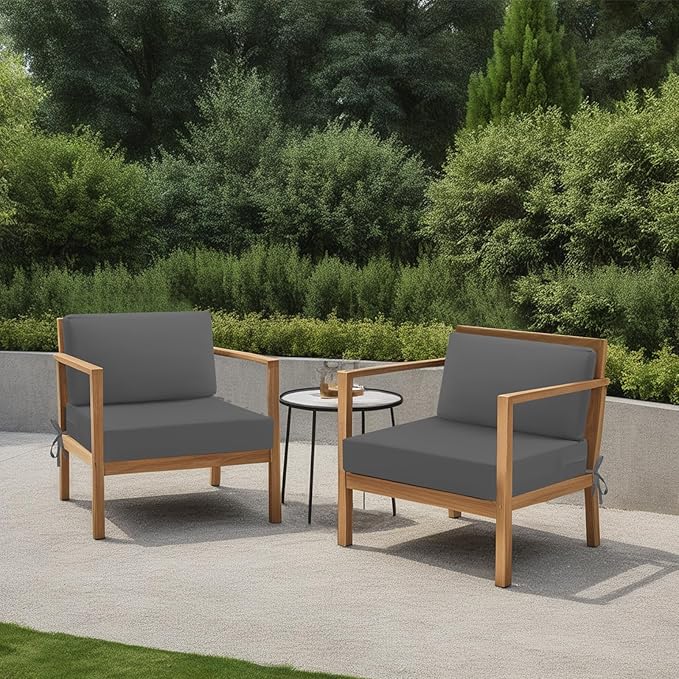 idee-home Outdoor Cushions for Patio Furniture, Outdoor Seat Cushion, Waterproof Hampton Bay Deep Seat Replacement Couch Chair Cushions for Garden Lawn Backyard Deck, 28.5 x 28.5 Dark Grey