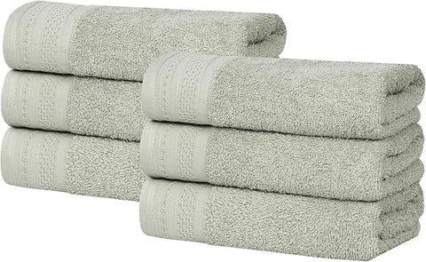 Superior Honeycomb Cotton Medium Weight Towels, for Guest Bath, Master Bathroom, Shower, Kitchen, Quick Dry, Adults, Home Essentials, Textured Waffle Border, Towel Set, Hand Towels, Set of 6, Sage