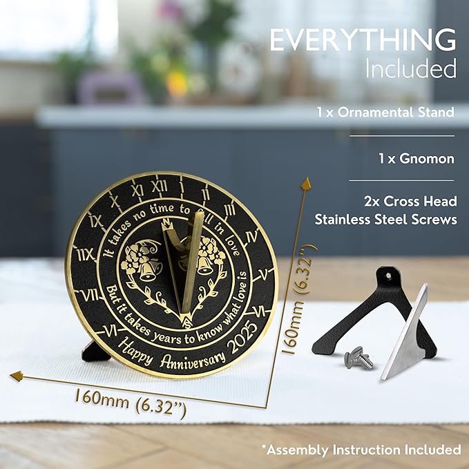 Anniversary Sundial Gift for Any Wedding Anniversary in 2025 - What Love is - Recycled Metal Home Decor Or Garden Present Idea - Handmade in UK for Him, Her Parents Or Couples Celebration