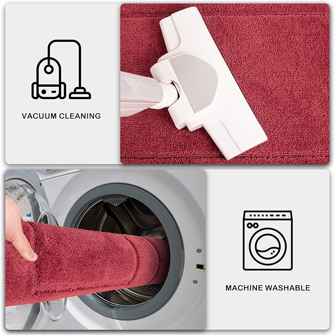 PURRUGS Machine Washable Kitchen Rug 32" x 47", Non-Slip/Skid Kitchen Runner Rugs & Floor Mats, Super Absorbent Soft Standing Mats for Kitchen, Sink & Laundry, Burgundy Red