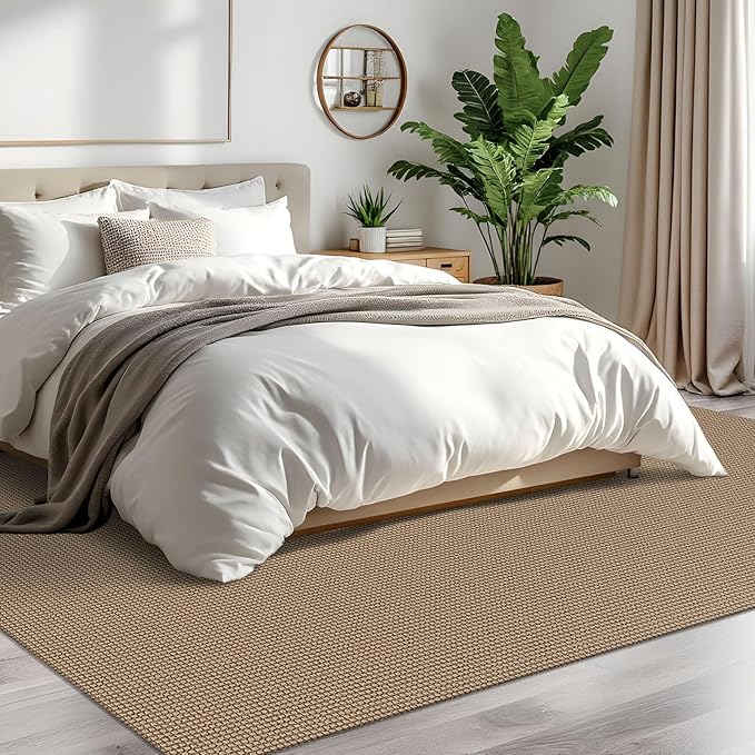 IOHOUZE Washable Area Rug 6x9 Non Slip Rubber Backed Woven Rugs for Living Room, Dining Room Rugs Bedroom Rug, Floor Carpet for Living Room Nursery, Orange/Tan/Brown