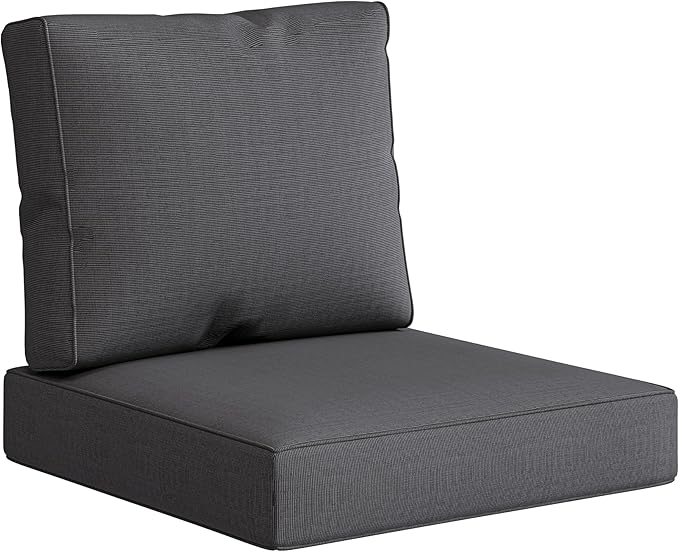 UIXE Outdoor Deep Seat Cushion Set with Slipcovers, Patio Furniture Cushions & Back Pads, Sectional Sofa Bistro Chair Cushion - Gray, Set of 6
