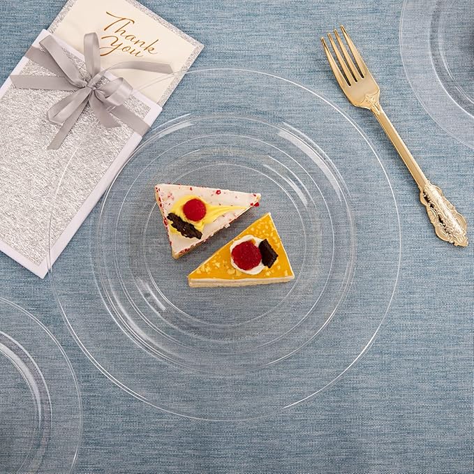 Liacere 120Pieces Clear Plastic Plates - Premium Clear Disposable Plates include 60Pieces 10.25inch Dinner Plates & 60Pieces 7.5inch Dessert Plates for Weddings & Parties