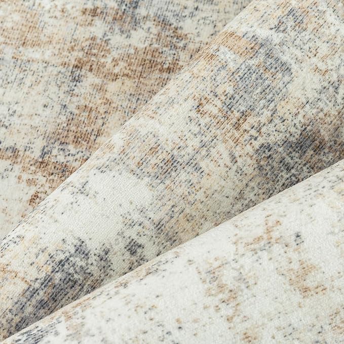 10x12 Washable Area Rug Gold Grey Neutral Abstract Living Room Bedroom Large Throw Rug Non Slip Soft Low Pile Indoor Floor Carpet for Dining Room Kitchen Office Entryway