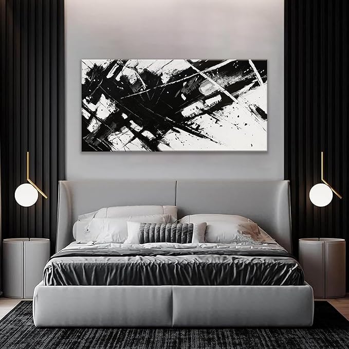 TAIJXAGSG Abstract Wall Art For Living Room Black And White Wall Art Canvas Art Wall Decor Paintings Modern Abstract Wall Decor Artwork For Bedroom Bathroom Can Be Hung 24 × 48 Inch