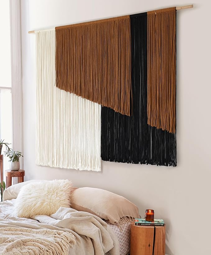 Macrame Wall Hanging Dip Dyed Fiber Macrame Wall Decor Boho Cord Living Room Wall Art 57" Wx43" L