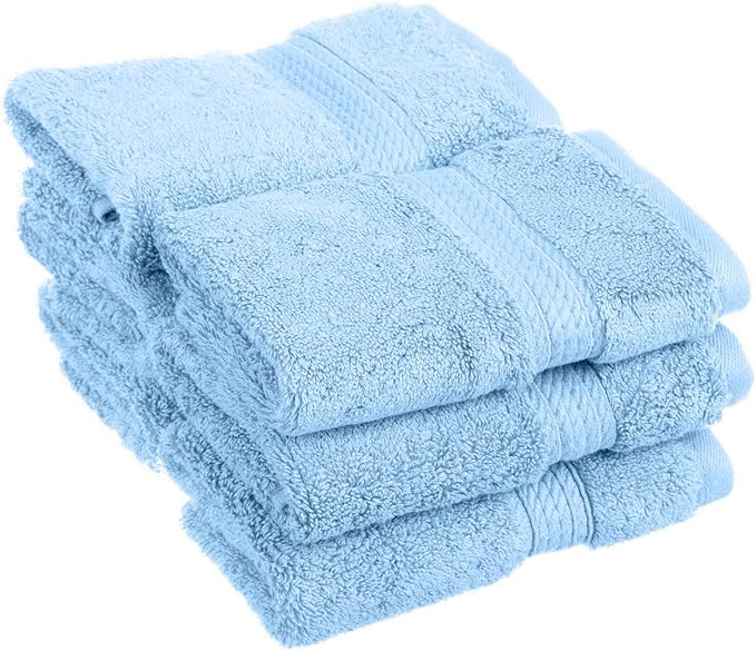 BLUENILEMILLS Premium Towel Collection, Egyptian Cotton Towels for Shower and Bathroom Assorted 6-Piece Face Towel Set, 13" x 13", Light Blue by Blue Nile Mills