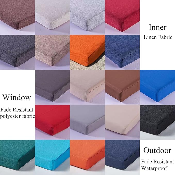 Bay Window Seat Cushions Indoor Furniture with Zipper No Slip Washable Pad Custom Size Kitchen Dining Bench Cushion