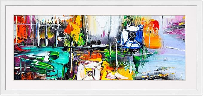 13x39 Frame with Mat - White 16x42 Frame Wood Made to Display Print or Poster Measuring 13 x 39 Inches with White Photo Mat