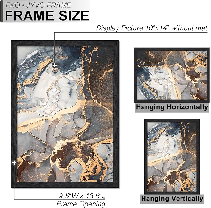 Engineered Wood 10x14 Picture Frame Set of 6, Black Frame for 10 x 14 Inch Picture Poster Photo, Light Weight 10 by 14 Frame with Wood-grain for Wall - 6 Pack/Black/10 x14