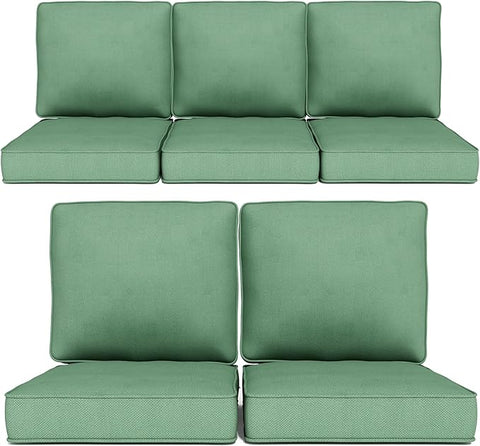 Outdoor Chair Cushions 23" x 24" x 4", Patio Deep Seat Replacement Cushions Set with Zippered Removable Cover, Weather-Resistant Olefin Fabric for Garden Chair Sofa Couch, Set of 5, Green