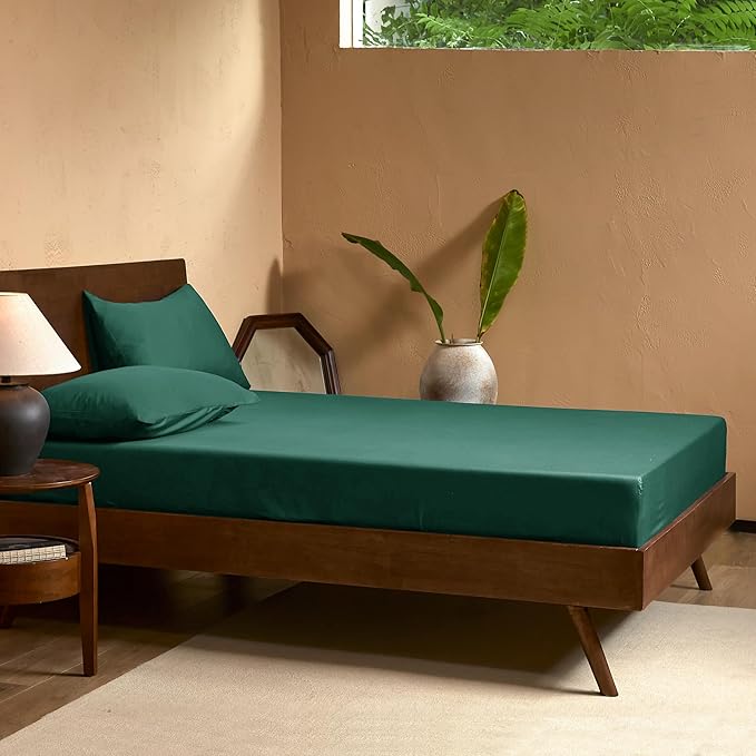 EVERLY Queen Sheets Set,Luxuriously 400 Thread Count Organic Viscose Derived from Bamboo Bed Sheet,Cooling Sheets for Queen Size 4 Piece Deep Pockets Bedding Sheets &Pillowcases-Aqua