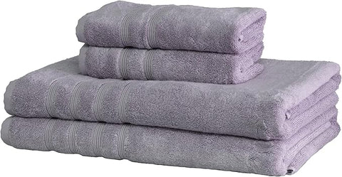 Mosobam Luxury Turkish 4pc XL Towel Set 35X70 16X30 Lavender Aura 700 GSM Bamboo Viscose & Aegean Turkish Combed Cotton