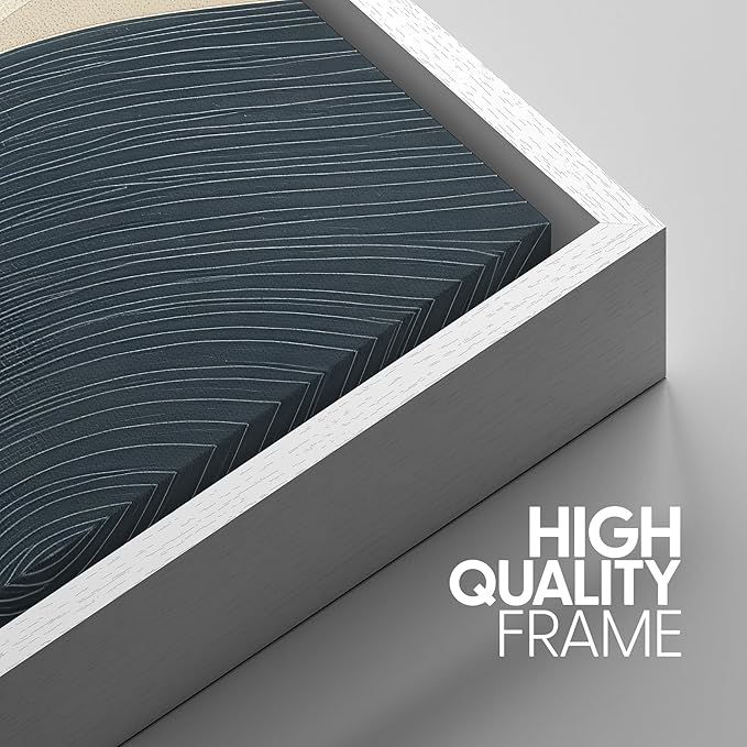 SIGNWIN Framed Wall Art Print Set Minimalist Blue and Beige Wave Modern Abstract Photography Modern Art Minimalist Closeup Dramatic for Living Room, Bedroom, Offic - 16"x24"x3 WHITE