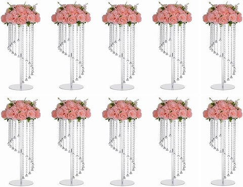 Wedding Centerpieces Decoration Flower Vase, Elegant Acrylic Crystal Stand -10 Pcs 23.6inch High Party Tables Decorations, Dining Table Chandelier Centerpiece Stands