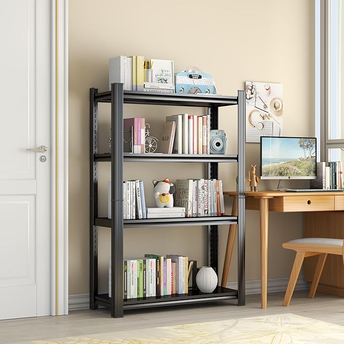 Tall Bookshelf with Open Shelves, Metal Office Book Shelf, Adjustable Organizer Bookcase, Standing Storage Organizer Shelf for Living Room (35.4" W*15.8" D*54" H)