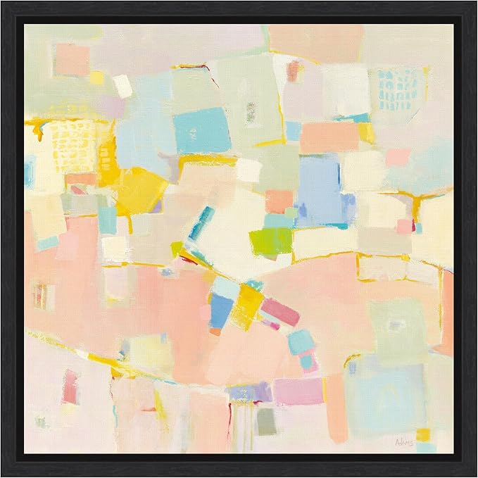 Amanti Art Framed Canvas Wall Art 16x16 Block Party by Phyllis Adams, Framed Wall Art Canvas, Abstract Artwork, Modern Decor, Small Poster Painting for Living Room, Bedroom, Bathroom, Kitchen, Office