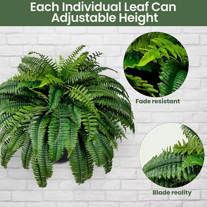 Single Silky Artificial Boston Fern Bush, 48Inch Artificial Plants, Suitable for Decorating Office, Patio, Living Room Faux Greenery, 88Branches…