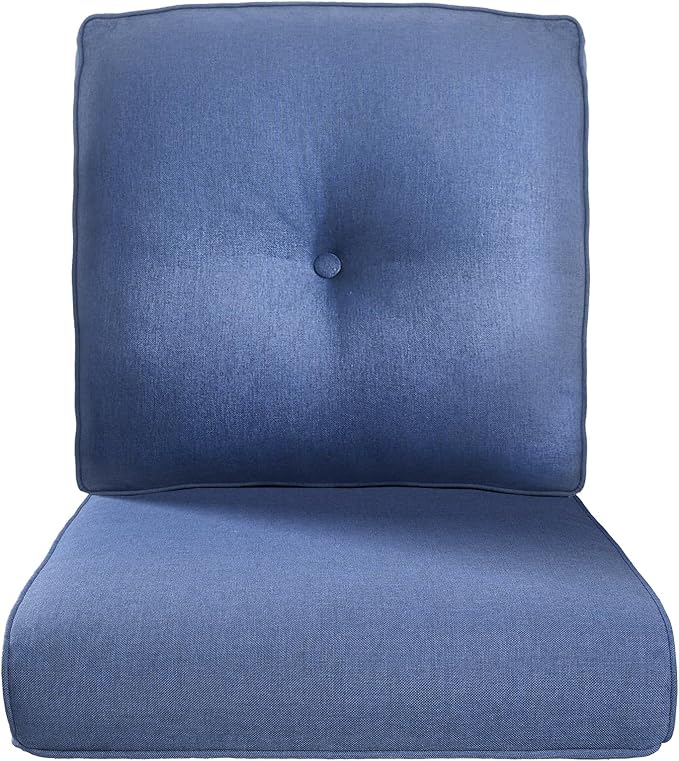 22x25/22x24 Outdoor Replacement Cushions - 1 Set High Back Deep Seat Patio Furniture Cushion for Wicker Dining Swivel Rocking Chairs Rattan Loveseat Couch Sectional Sofa - Navy Blue/Button