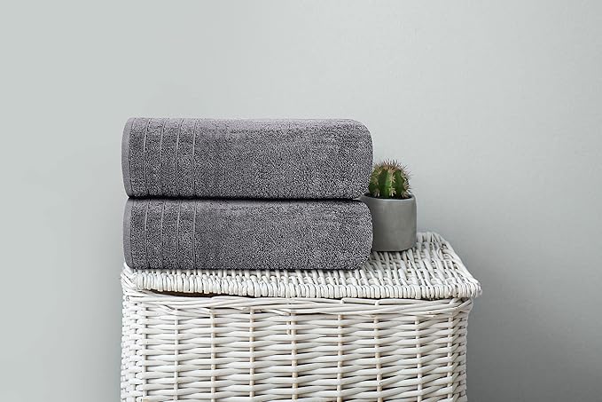 Tens Towels Pack of 4 Extra Large Bath Towels 30 x 60 Inches, 100% Cotton, Larger & Lighter Weight, Quicker to Dry, Super Soft and Absorbent, Perfect for Bathroom, Dark Grey