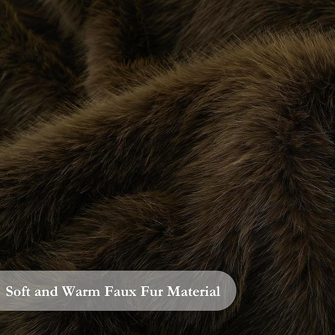 BATTILO HOME Luxury Fluffy Olive Green Faux Fur Throw Blanket, Cozy Warm Fur Blanket for Couch, Sofa, Chair, Bed, Plush Fuzzy Fur Throws with Long Pile, 50"x60"