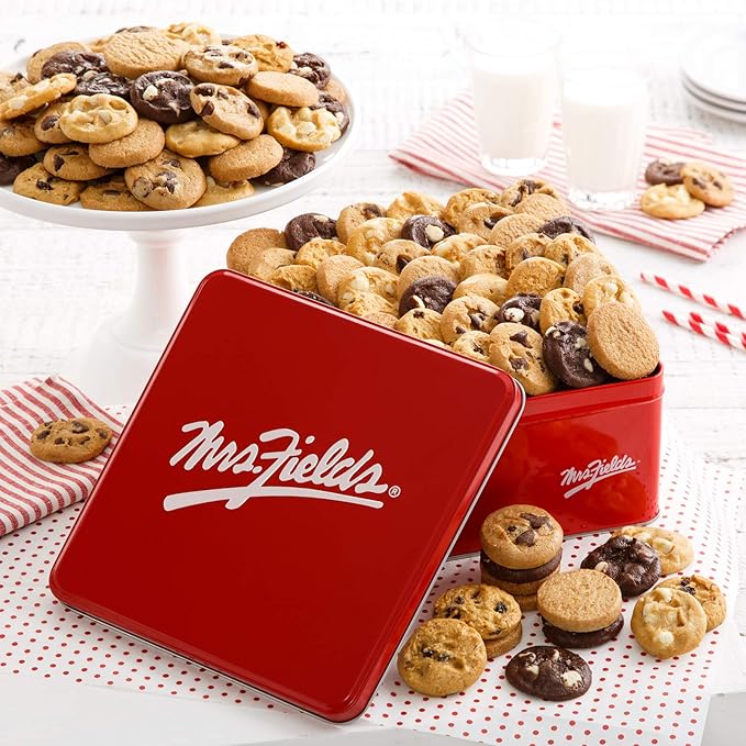 Mrs. Fields Signature72 Nibblers Bite-Sized Cookie Tin - Assorted with 72 Nibblers Cookies in our 5 Classic Cookie Flavors