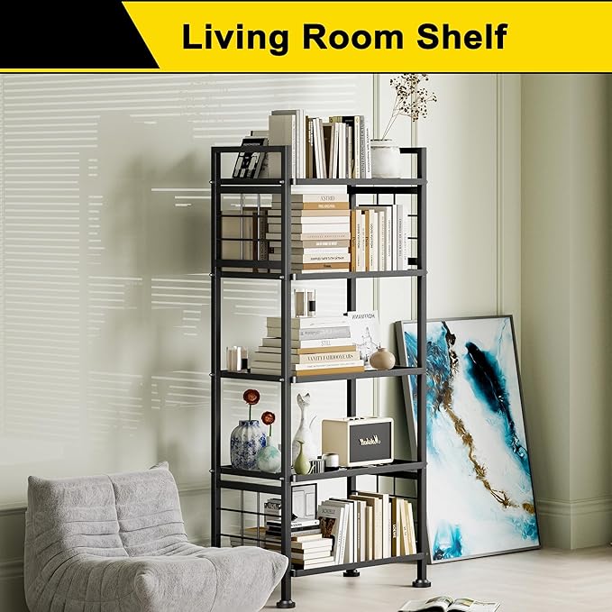 GIOTORENT 5-Tier Heavy Duty Garage Shelving Unit 750 lb Capacity, All-Carbon Steel Storage Rack for Laundry Room Organization, Kitchen Pantry Bathroom - Commercial Metal Shelves (Black)
