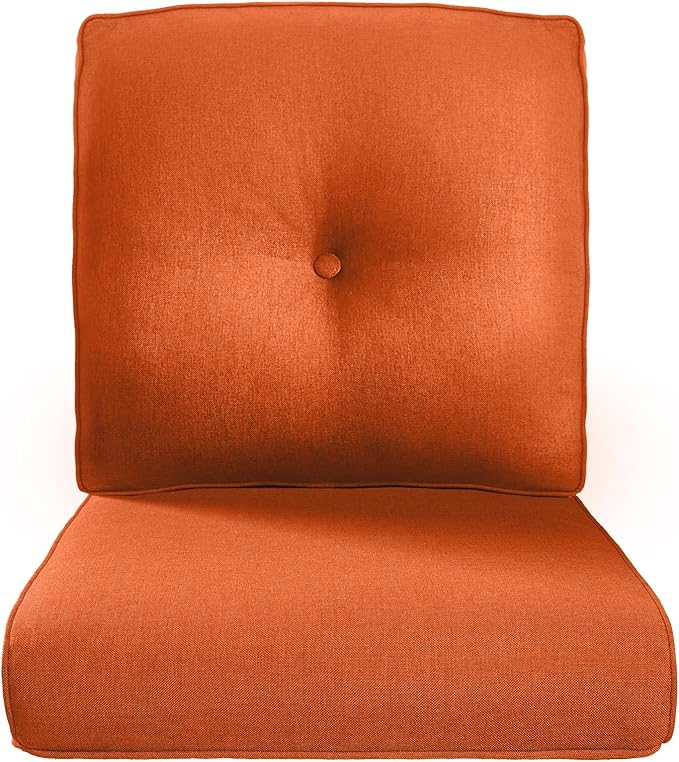 22x25/22x24 Outdoor Replacement Cushions - 1 Set High Back Deep Seat Patio Furniture Cushion for Rattan Dining Swivel Rocking Chairs Rattan Loveseat Couch Sectional Sofa - Orange/Button