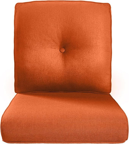 22x25/22x24 Outdoor Replacement Cushions - 1 Set High Back Deep Seat Patio Furniture Cushion for Rattan Dining Swivel Rocking Chairs Rattan Loveseat Couch Sectional Sofa - Orange/Button