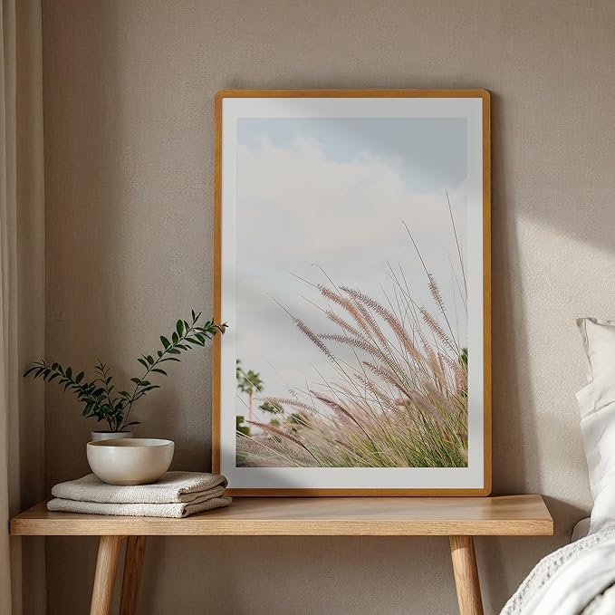 27x40 inch Poster Frame - Solid Teak Wood 27 x 40 Frame, Movie Poster Frame 27x40 With Mat For 24x36, Tempered Glass and Hanging Hardware Included, 27''x40'' Frame Wood, Natural Teak