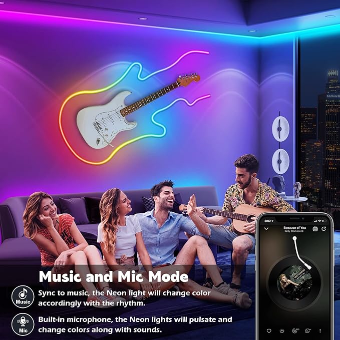AILBTON 50FT Led Neon Rope Lights Control with App/Remote,Flexible Led Rope Light,Multiple Modes,IP65 Outdoor RGB Lights Waterproof,Music Sync Gaming Led Neon Strip Light for Bedroom Decor (50FT)