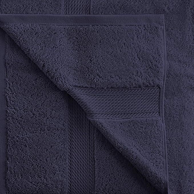 BLUENILEMILLS BNM Egyptian Cotton 4-Piece Towel Set, Includes 4 Hand Towels, Attached Loop for Easy Hanging and Storage, Hotel Quality, Perfect for Bathroom, Gym, Shower Space, or Spa, Navy Blue