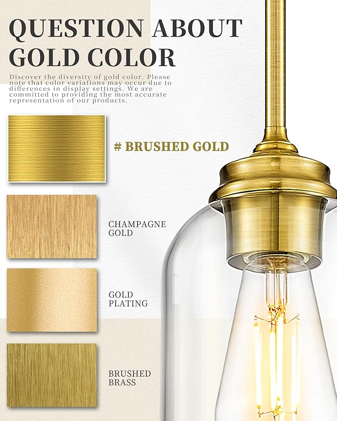 LIROUVET 2 Pack Pendant Lights, Vintage Hanging Lamp, Brushed Gold Pendant Lights Kitchen Island with Milk Glass, Pendant Lighting for Dining Room PL02 MGBG-2PK