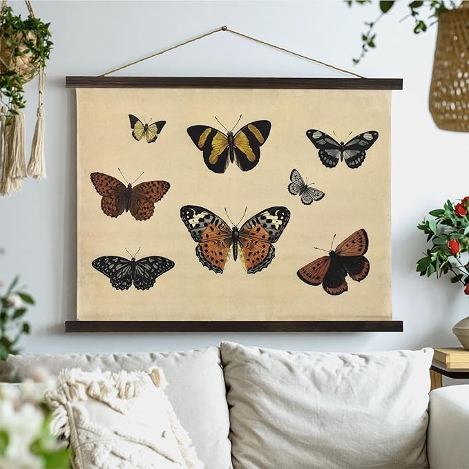 American Art Decor Butterflies Collage Tapestry Wall Art - Monarchs & Fritillaries by Heather Myers