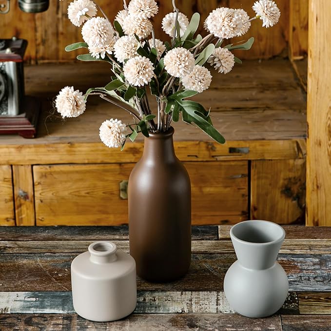 Modern Vases for Home Decor, Artificial Fake Flowers with Vase, Ceramic Vase for Centerpieces