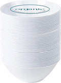 PLASTICPRO [6 OZ 50 Count] White Plastic Organic Party Dessert bowls Premium heavyweight Elegant Disposable Tableware Dishes